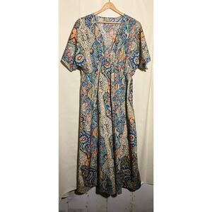 Paisley Floral Pattern Flowy Dress Womans Size XL